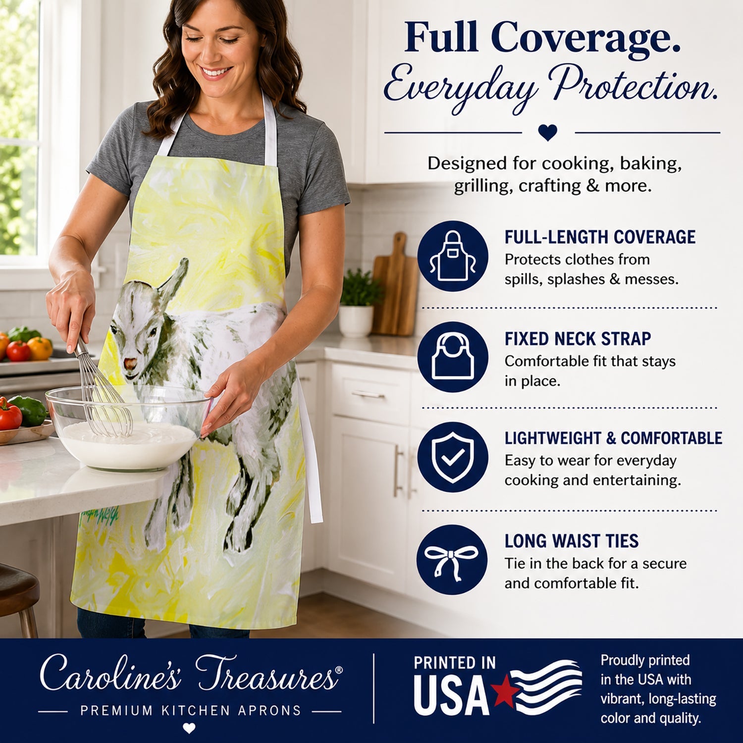 Billy The Kid Goat Apron Cooking Kitchen Server Baking Crafts Gardening for Adult Women Men, Unisex, Large, Multicolor