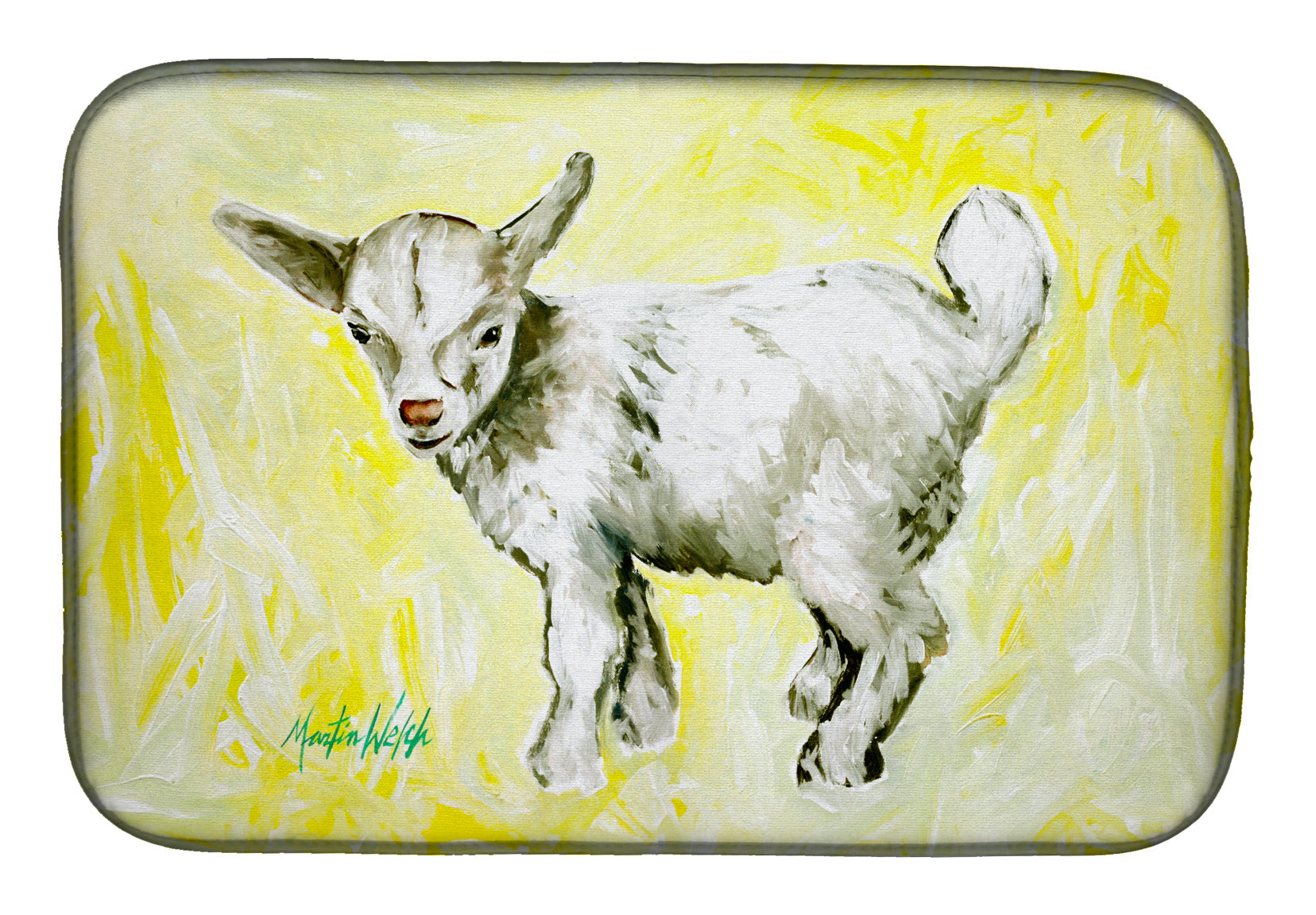 Billy The Kid Goat Dish Drying Mat Absorbent Dish Drying Mat Pad for Kitchen Counter Dish Drainer Mat for Countertop, 14 x 21", Multicolor