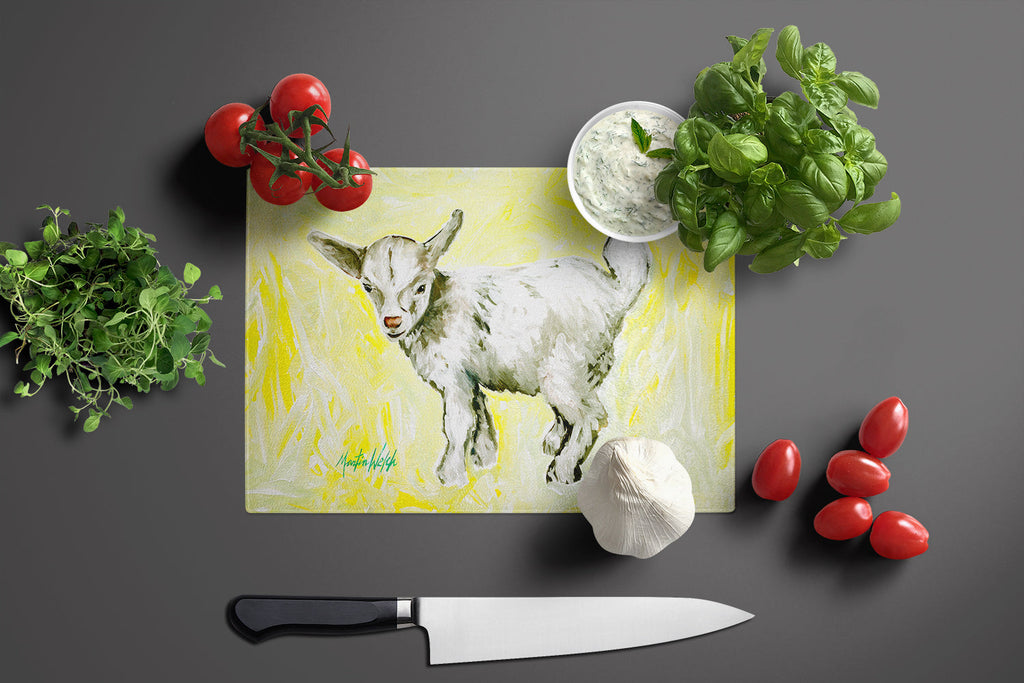 Billy The Kid Goat Cutting Board Tempered Glass Kitchen Cutting Surface, Heat Resistant Chopping, Non-Slip Feet, Food Prep & Serving