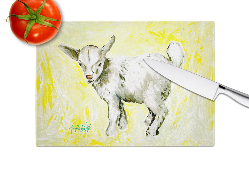 Billy The Kid Goat Cutting Board Tempered Glass Kitchen Cutting Surface, Heat Resistant Chopping, Non-Slip Feet, Food Prep & Serving