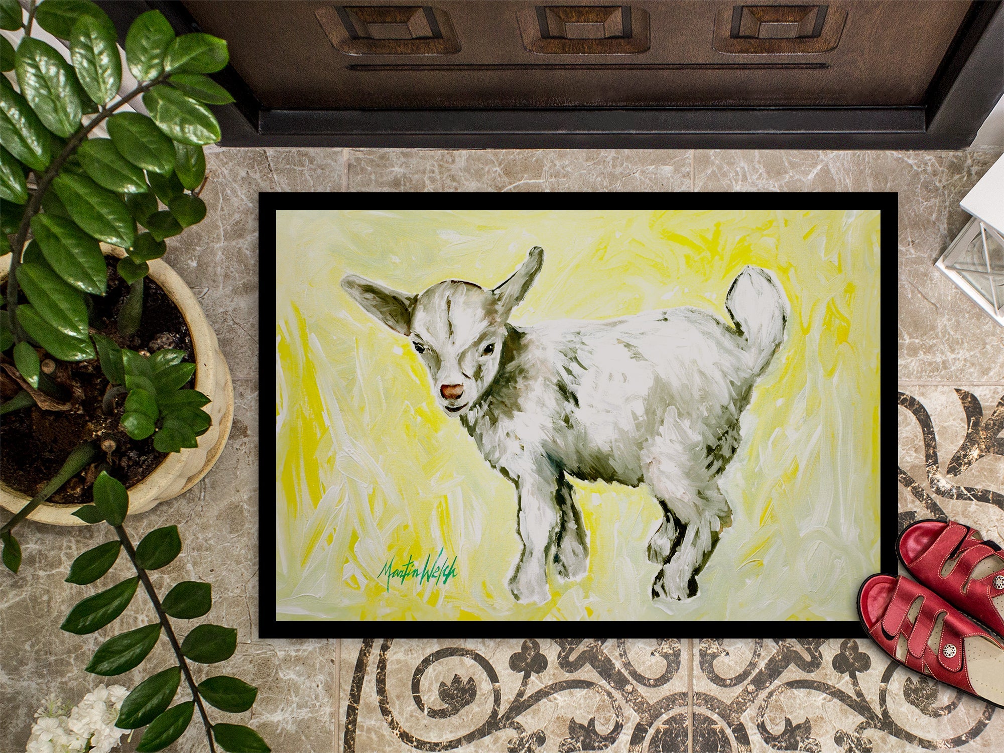 Billy The Kid Goat Doormat Indoor Outdoor 18H X 27W Front Door Mat Rugs for Entryway, Non Slip Washable