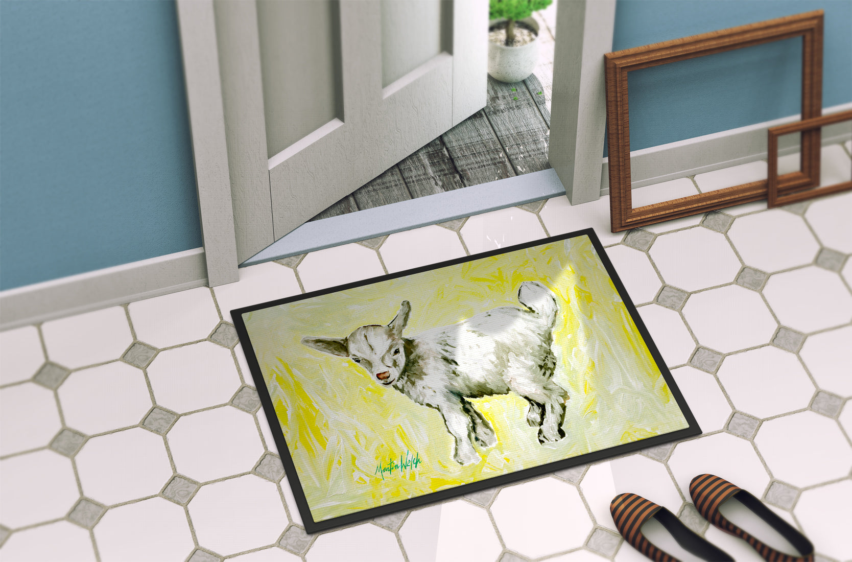 Billy The Kid Goat Doormat Indoor Outdoor 18H X 27W Front Door Mat Rugs for Entryway, Non Slip Washable