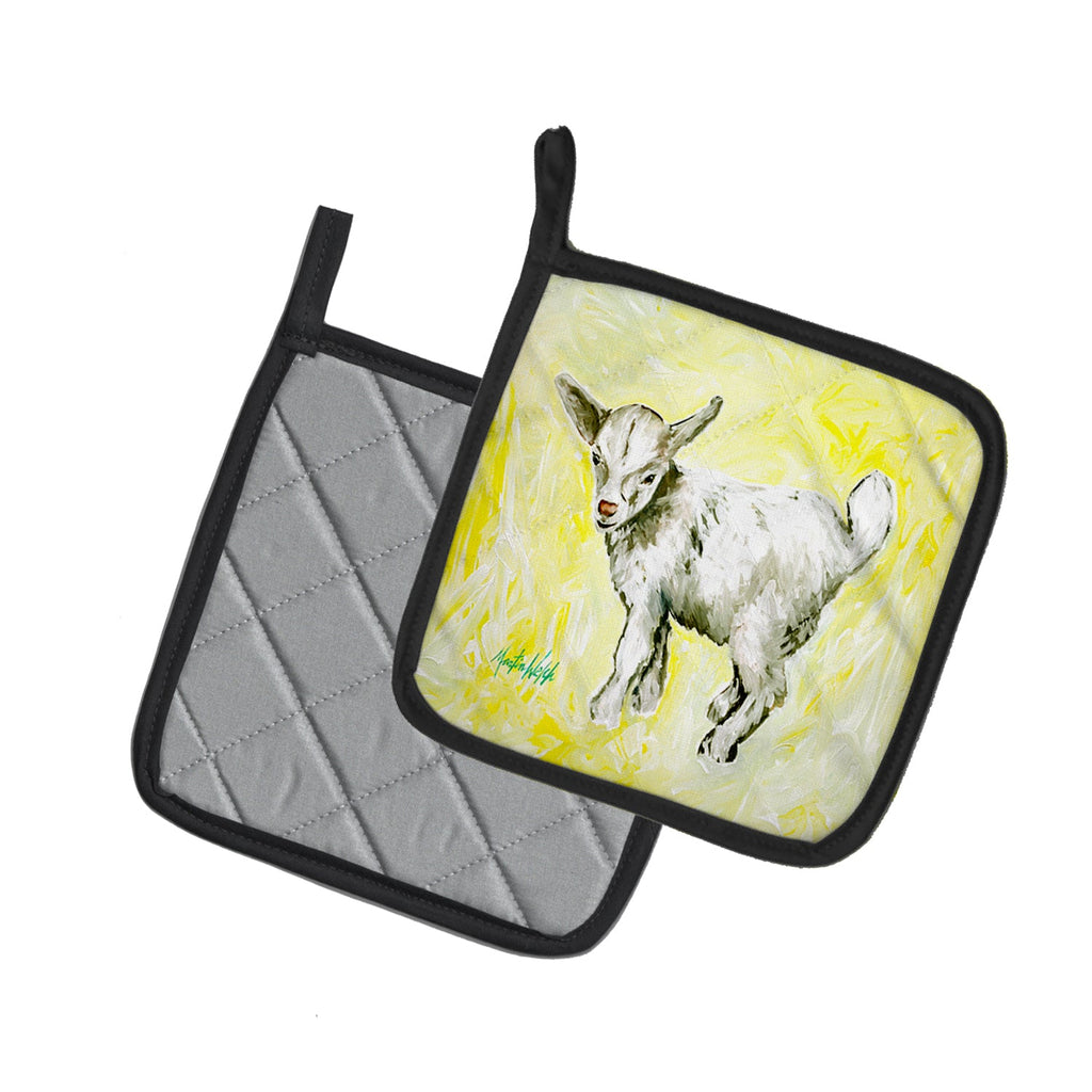 Billy The Kid Goat Pot Holder Set of 2 Heat Resistant Quilted Hot Pads 7.5 x 7.5 Inch, Insulated Kitchen Trivets for Cooking & Baking