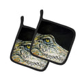 Bite Me Alligator Pot Holder Set of 2 Heat Resistant Quilted Hot Pads 7.5 x 7.5 Inch, Insulated Kitchen Trivets for Cooking & Baking