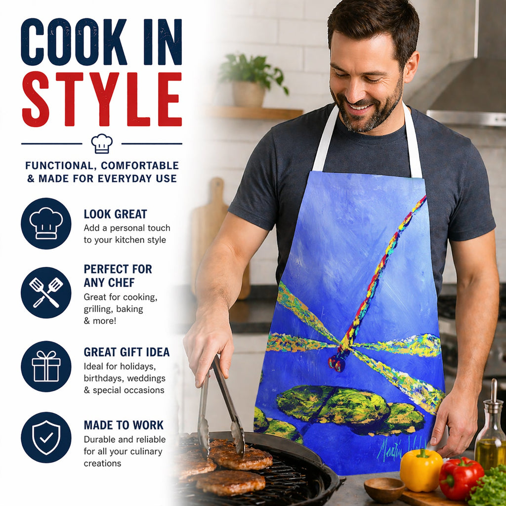 Blue Dragonfly Apron Cooking Kitchen Server Baking Crafts Gardening for Adult Women Men, Unisex, Large, Multicolor