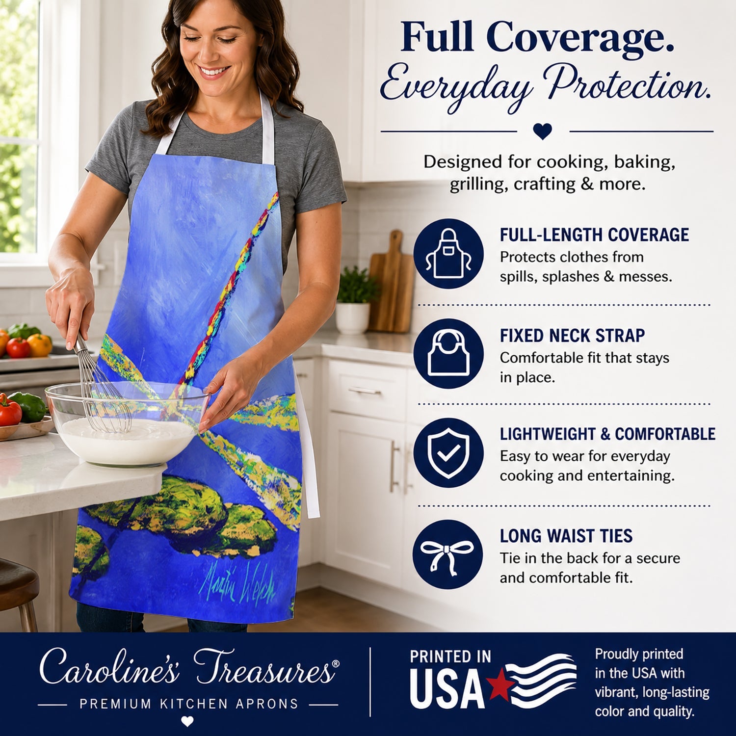 Blue Dragonfly Apron Cooking Kitchen Server Baking Crafts Gardening for Adult Women Men, Unisex, Large, Multicolor