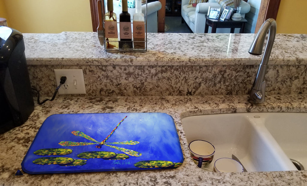 Blue Dragonfly Dish Drying Mat Absorbent Dish Drying Mat Pad for Kitchen Counter Dish Drainer Mat for Countertop, 14 x 21", Multicolor