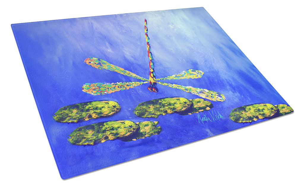 Blue Dragonfly Cutting Board Tempered Glass Kitchen Cutting Surface, Heat Resistant Chopping, Non-Slip Feet, Food Prep & Serving