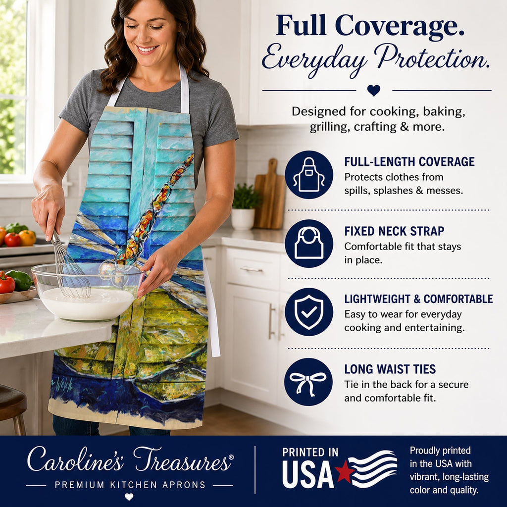 Blue Eyed Dragonfly Apron Cooking Kitchen Server Baking Crafts Gardening for Adult Women Men, Unisex, Large, Multicolor