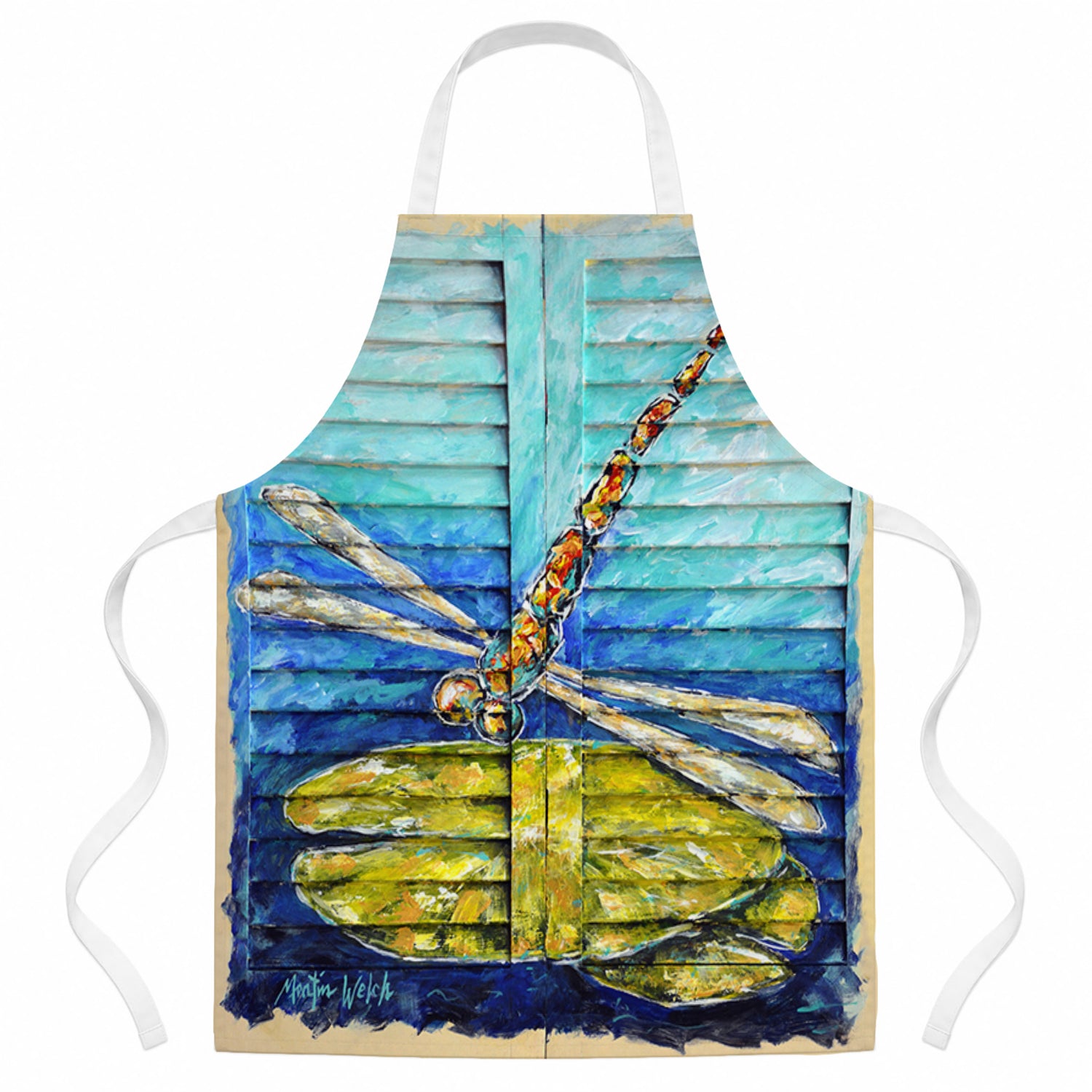 Blue Eyed Dragonfly Apron Cooking Kitchen Server Baking Crafts Gardening for Adult Women Men, Unisex, Large, Multicolor