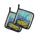 Blue Eyed Dragonfly Pot Holder Set of 2 Heat Resistant Quilted Hot Pads 7.5 x 7.5 Inch, Insulated Kitchen Trivets for Cooking & Baking