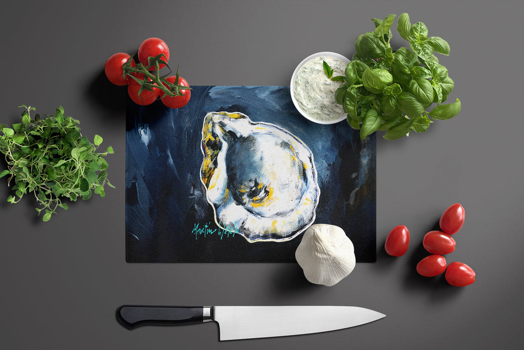 Blue Star Oyster Cutting Board Tempered Glass Kitchen Cutting Surface, Heat Resistant Chopping, Non-Slip Feet, Food Prep & Serving