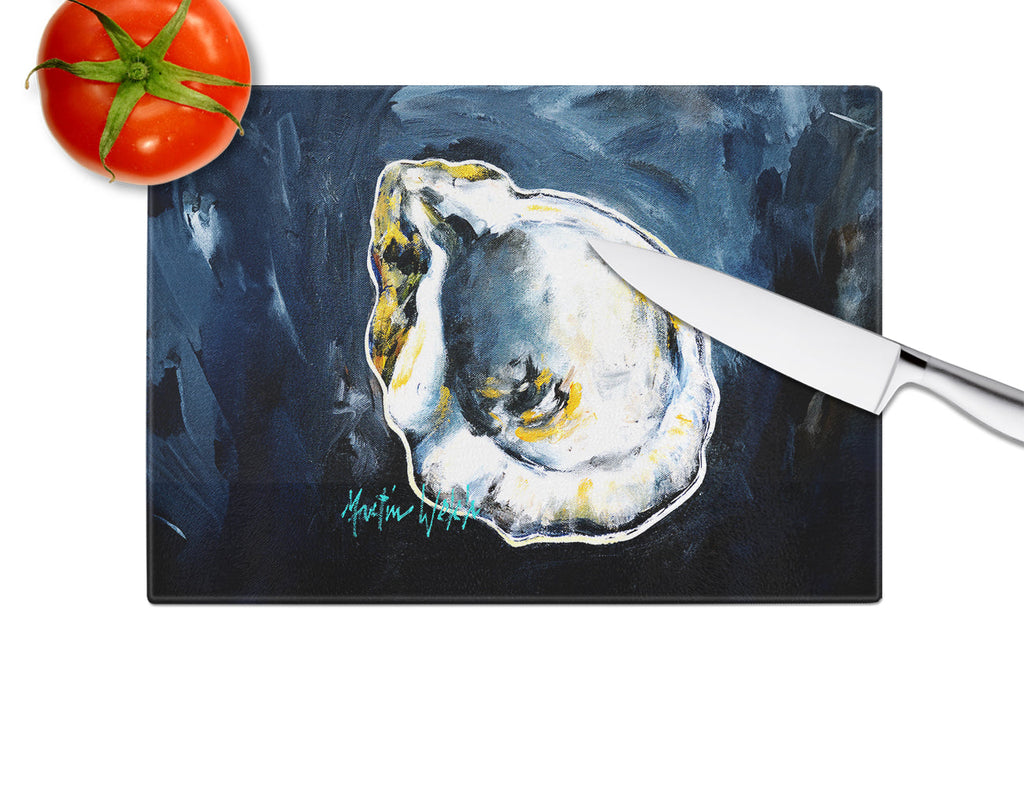 Blue Star Oyster Cutting Board Tempered Glass Kitchen Cutting Surface, Heat Resistant Chopping, Non-Slip Feet, Food Prep & Serving