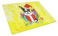 Boston Terrier Stinker That Stole Christmas Cutting Board Tempered Glass Kitchen Cutting Surface, Heat Resistant Chopping, Non-Slip Feet, Food Prep & Serving