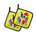 Boston Terrier Stinker That Stole Christmas Pot Holder Set of 2 Heat Resistant Quilted Hot Pads 7.5 x 7.5 Inch, Insulated Kitchen Trivets for Cooking & Baking