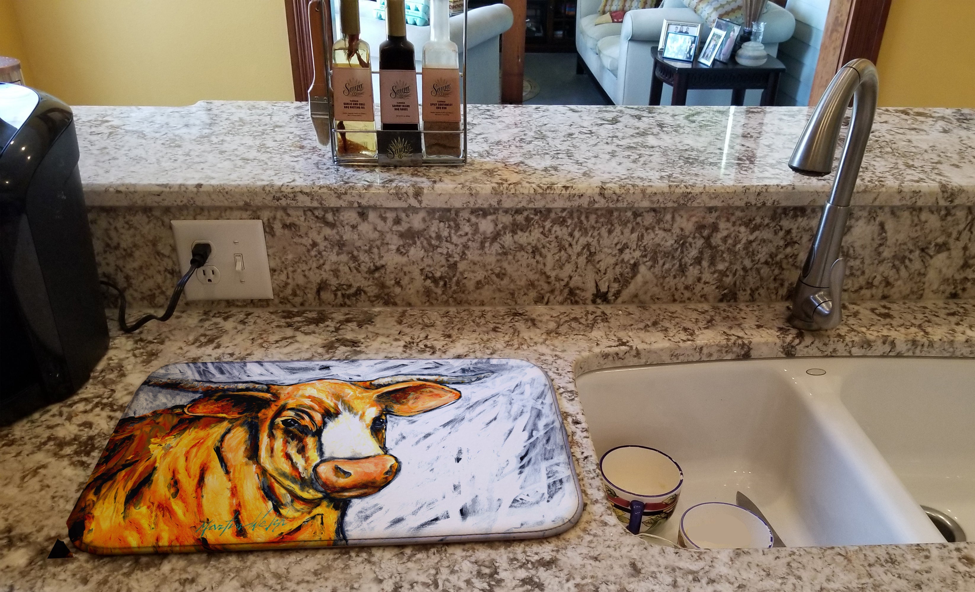 Bully Dish Drying Mat Absorbent Dish Drying Mat Pad for Kitchen Counter Dish Drainer Mat for Countertop, 14 x 21", Multicolor