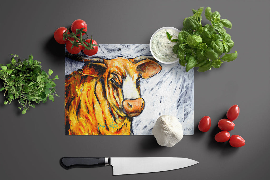 Bully Cutting Board Tempered Glass Kitchen Cutting Surface, Heat Resistant Chopping, Non-Slip Feet, Food Prep & Serving