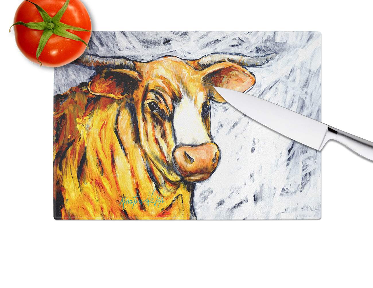 Bully Cutting Board Tempered Glass Kitchen Cutting Surface, Heat Resistant Chopping, Non-Slip Feet, Food Prep & Serving