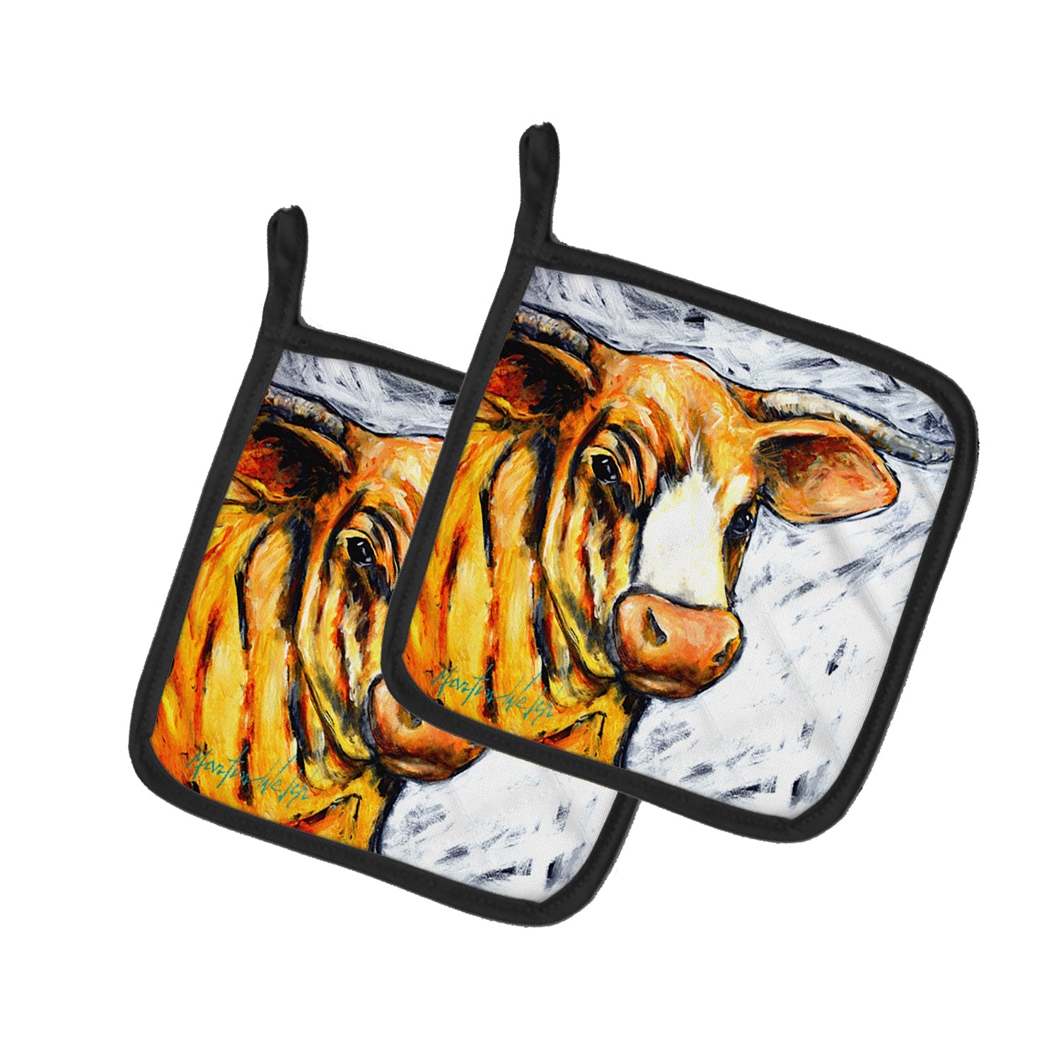 Bully Pot Holder Set of 2 Heat Resistant Quilted Hot Pads 7.5 x 7.5 Inch, Insulated Kitchen Trivets for Cooking & Baking