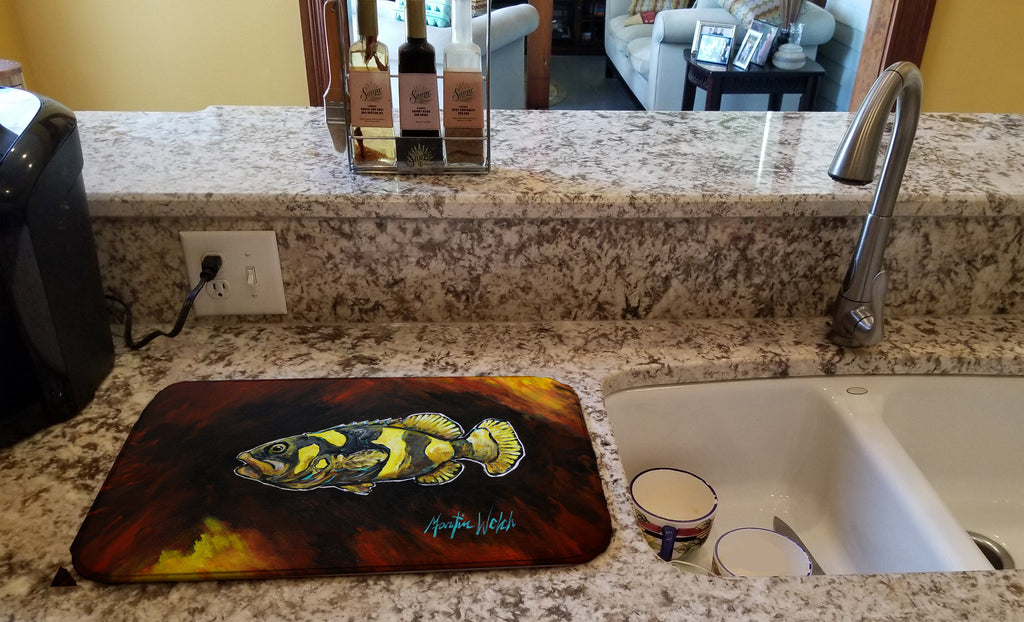 Bumblebee Fish Dish Drying Mat Absorbent Dish Drying Mat Pad for Kitchen Counter Dish Drainer Mat for Countertop, 14 x 21", Multicolor