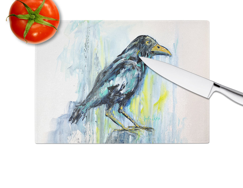 Burnt Corn Crow Cutting Board Tempered Glass Kitchen Cutting Surface, Heat Resistant Chopping, Non-Slip Feet, Food Prep & Serving