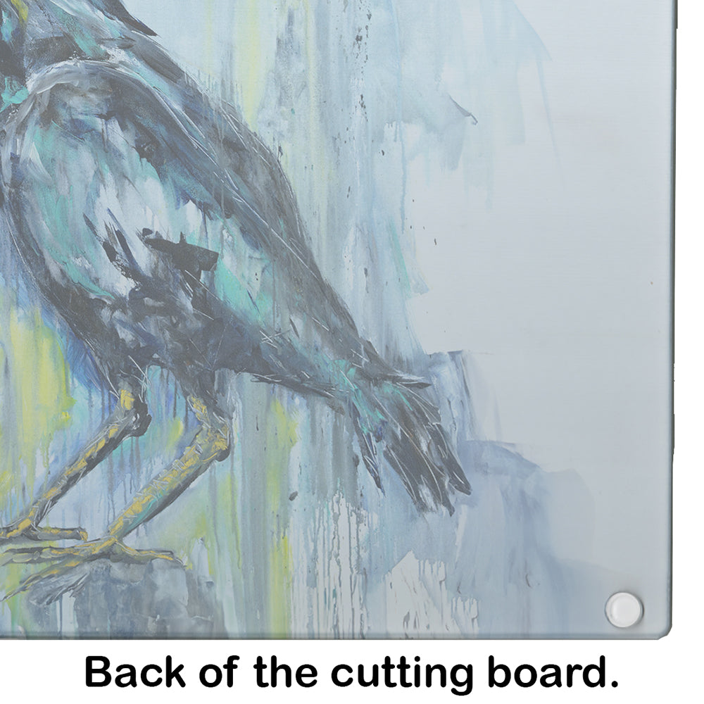 Burnt Corn Crow Cutting Board Tempered Glass Kitchen Cutting Surface, Heat Resistant Chopping, Non-Slip Feet, Food Prep & Serving