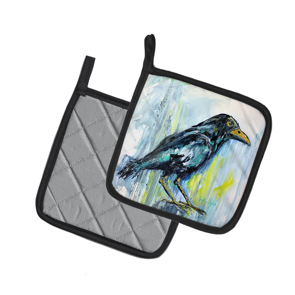 Burnt Corn Crow Pot Holder Set of 2 Heat Resistant Quilted Hot Pads 7.5 x 7.5 Inch, Insulated Kitchen Trivets for Cooking & Baking