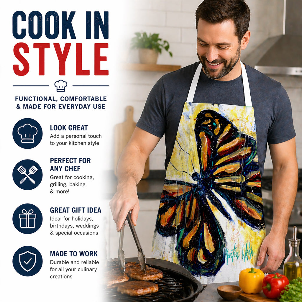 Butterfly Breeze Apron Cooking Kitchen Server Baking Crafts Gardening for Adult Women Men, Unisex, Large, Multicolor