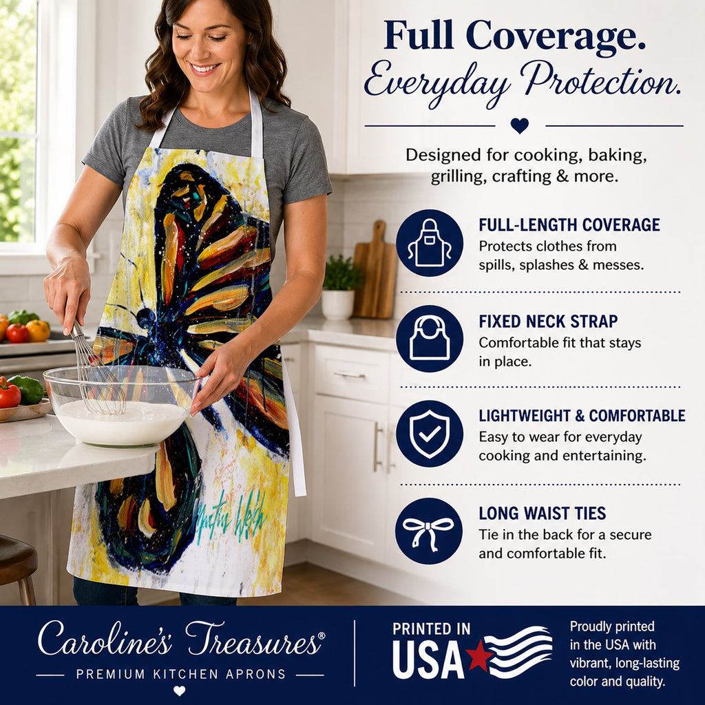 Butterfly Breeze Apron Cooking Kitchen Server Baking Crafts Gardening for Adult Women Men, Unisex, Large, Multicolor