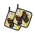 Butterfly Breeze Pot Holder Set of 2 Heat Resistant Quilted Hot Pads 7.5 x 7.5 Inch, Insulated Kitchen Trivets for Cooking & Baking