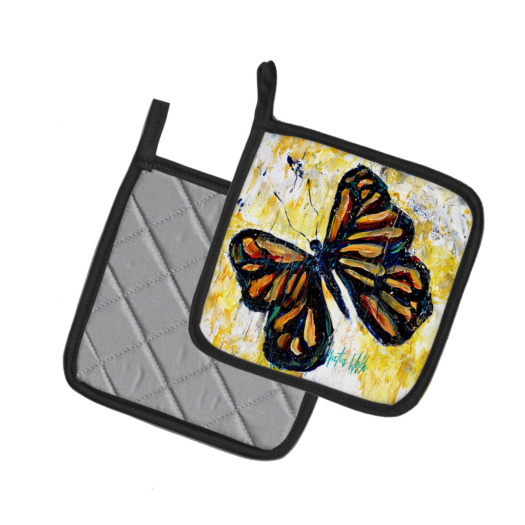 Butterfly Breeze Pot Holder Set of 2 Heat Resistant Quilted Hot Pads 7.5 x 7.5 Inch, Insulated Kitchen Trivets for Cooking & Baking