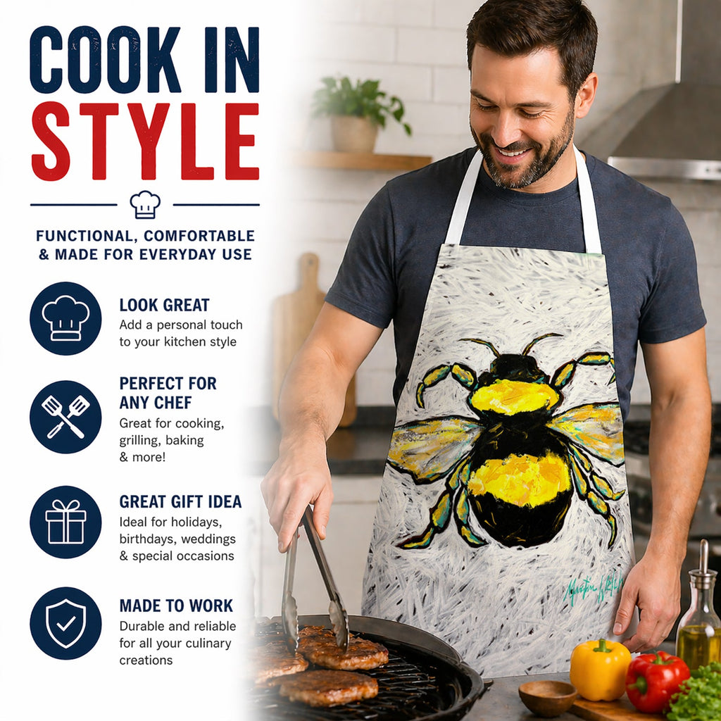 Buzzbee Bumblebee Apron Cooking Kitchen Server Baking Crafts Gardening for Adult Women Men, Unisex, Large, Multicolor