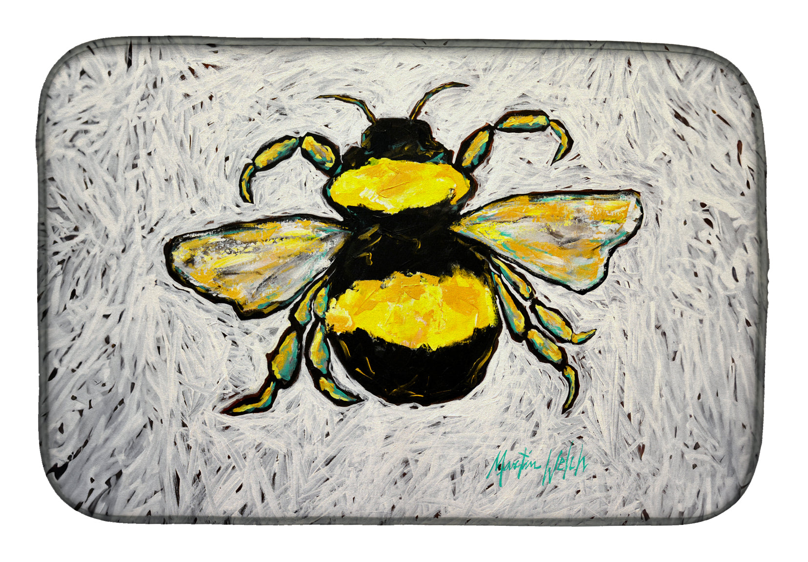 Buzzbee Bumblebee Dish Drying Mat Absorbent Dish Drying Mat Pad for Kitchen Counter Dish Drainer Mat for Countertop, 14 x 21", Multicolor