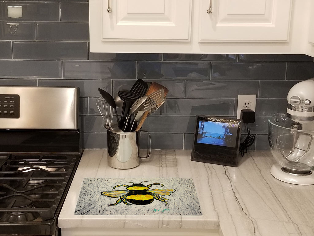 Buzzbee Bumblebee Cutting Board Tempered Glass Kitchen Cutting Surface, Heat Resistant Chopping, Non-Slip Feet, Food Prep & Serving