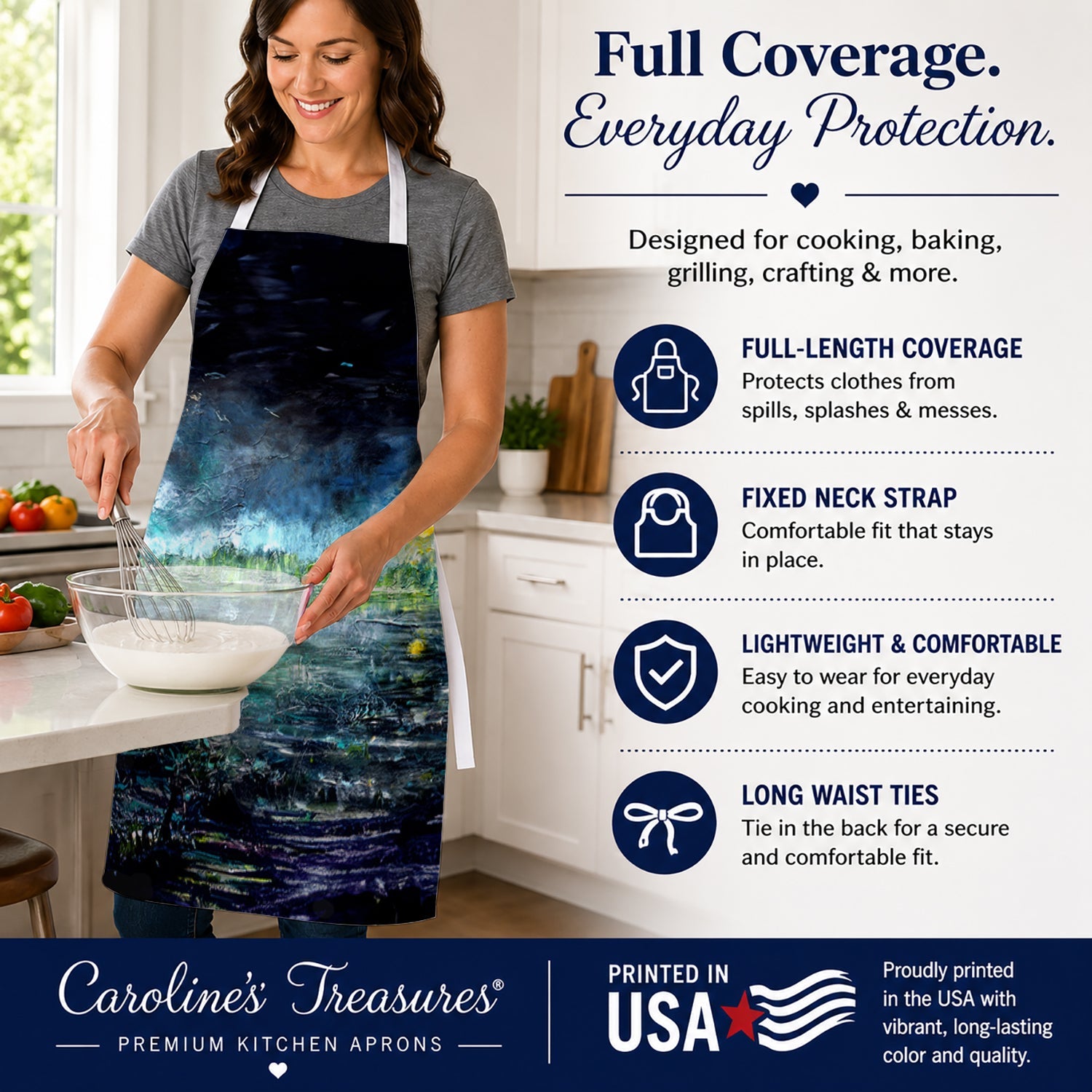 By The Moonlight Apron Cooking Kitchen Server Baking Crafts Gardening for Adult Women Men, Unisex, Large, Multicolor