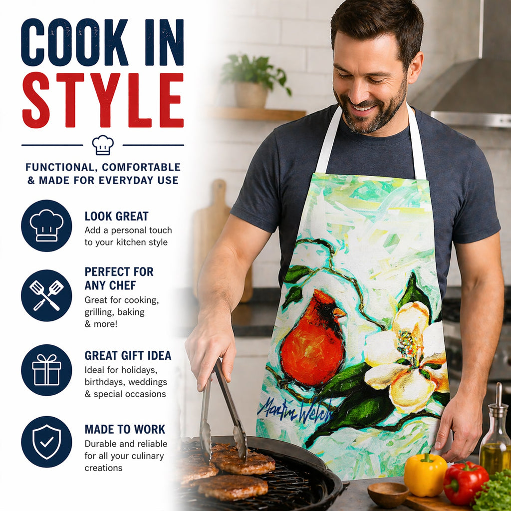Cardinal Aqua Apron Cooking Kitchen Server Baking Crafts Gardening for Adult Women Men, Unisex, Large, Multicolor