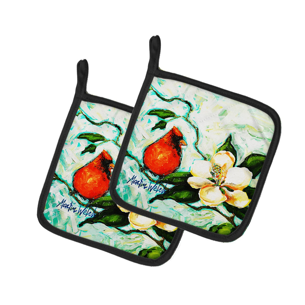 Cardinal Aqua Pot Holder Set of 2 Heat Resistant Quilted Hot Pads 7.5 x 7.5 Inch, Insulated Kitchen Trivets for Cooking & Baking