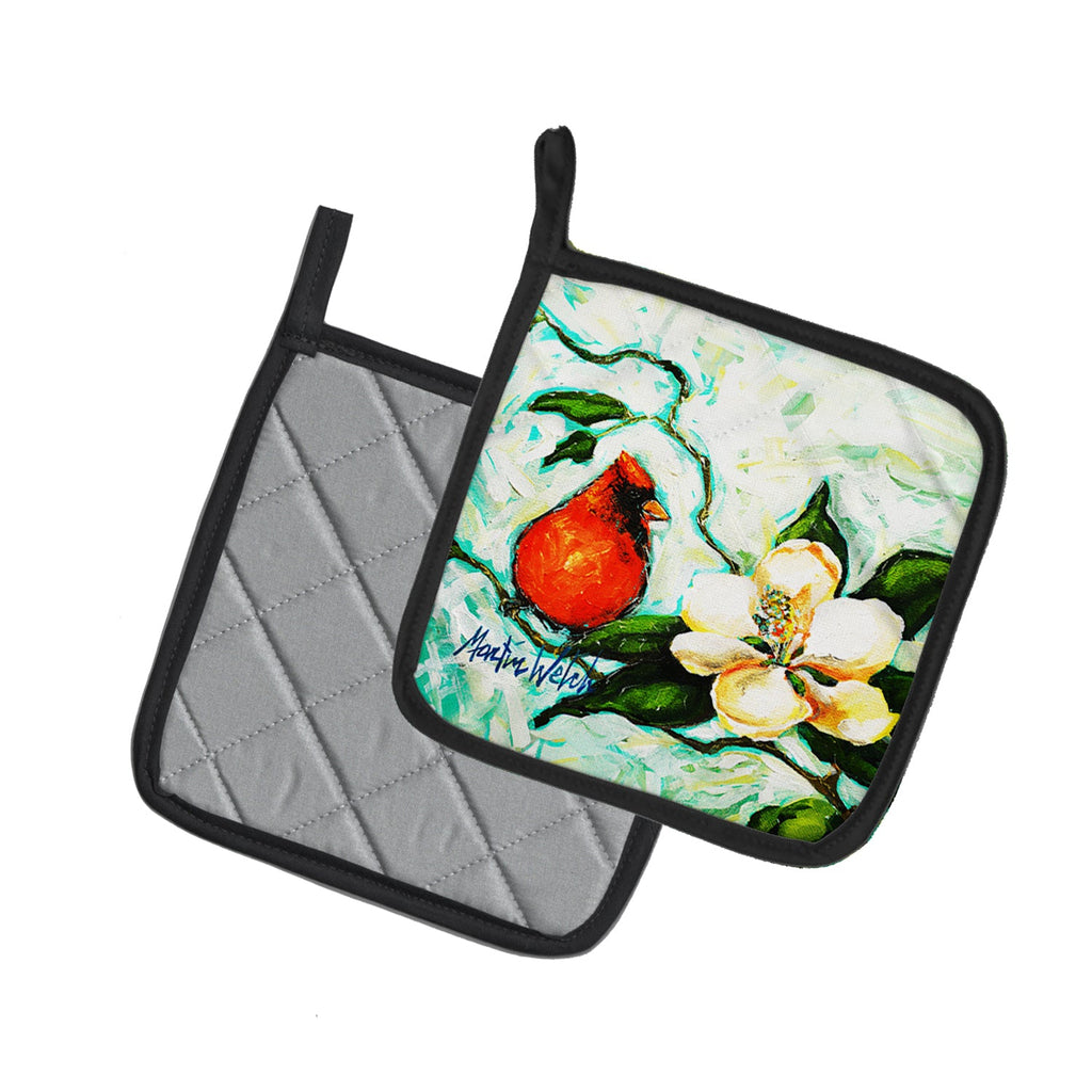 Cardinal Aqua Pot Holder Set of 2 Heat Resistant Quilted Hot Pads 7.5 x 7.5 Inch, Insulated Kitchen Trivets for Cooking & Baking