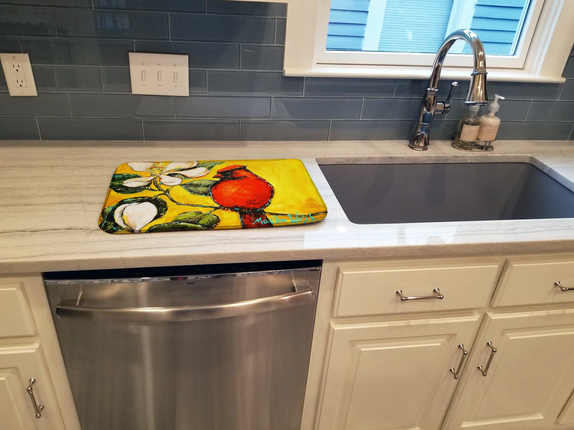 Cardinal Ochre Dish Drying Mat Absorbent Dish Drying Mat Pad for Kitchen Counter Dish Drainer Mat for Countertop, 14 x 21", Multicolor
