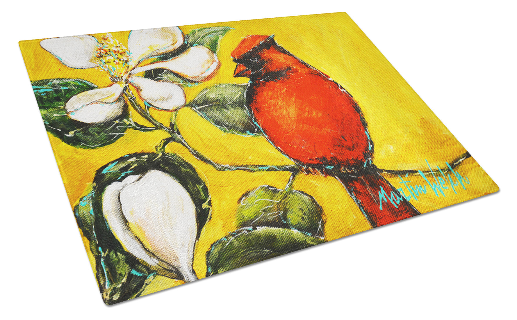 Cardinal Ochre Cutting Board Tempered Glass Kitchen Cutting Surface, Heat Resistant Chopping, Non-Slip Feet, Food Prep & Serving
