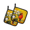 Cardinal Ochre Pot Holder Set of 2 Heat Resistant Quilted Hot Pads 7.5 x 7.5 Inch, Insulated Kitchen Trivets for Cooking & Baking