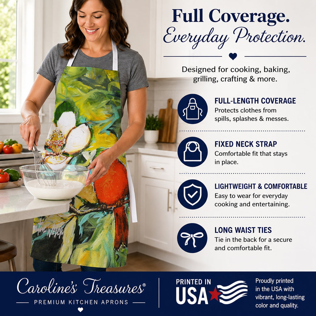 Cardinal with Magnolia Apron Cooking Kitchen Server Baking Crafts Gardening for Adult Women Men, Unisex, Large, Multicolor