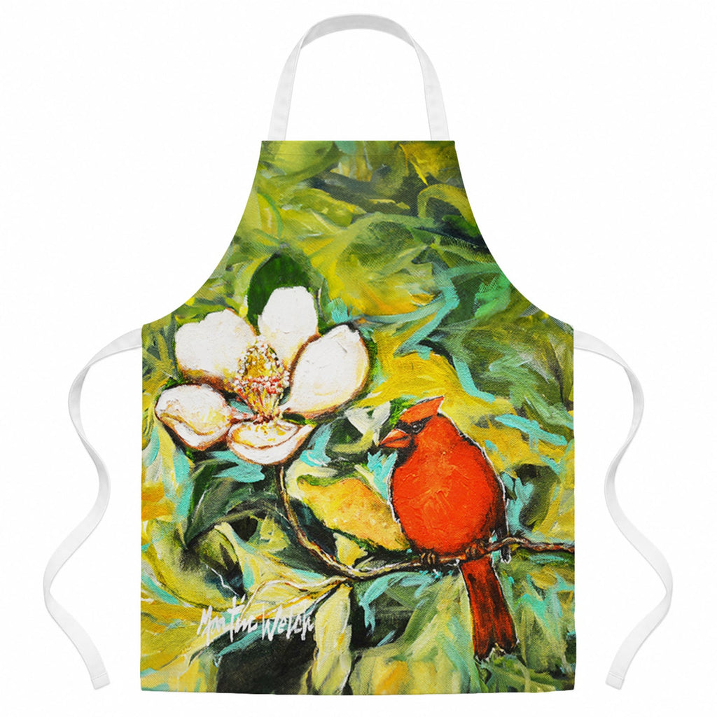 Cardinal with Magnolia Apron Cooking Kitchen Server Baking Crafts Gardening for Adult Women Men, Unisex, Large, Multicolor