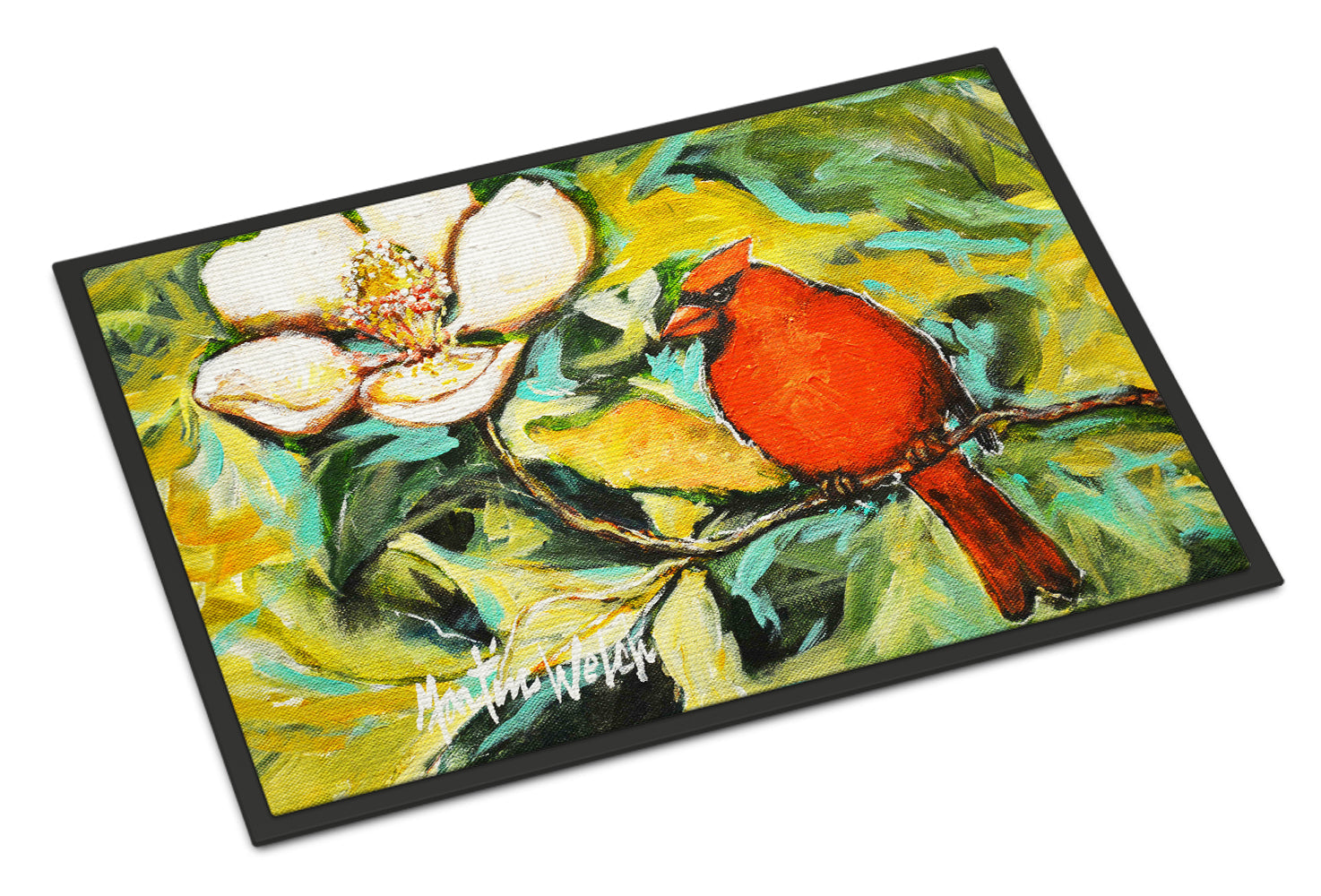 Cardinal with Magnolia Doormat Indoor Outdoor 18H X 27W Front Door Mat Rugs for Entryway, Non Slip Washable