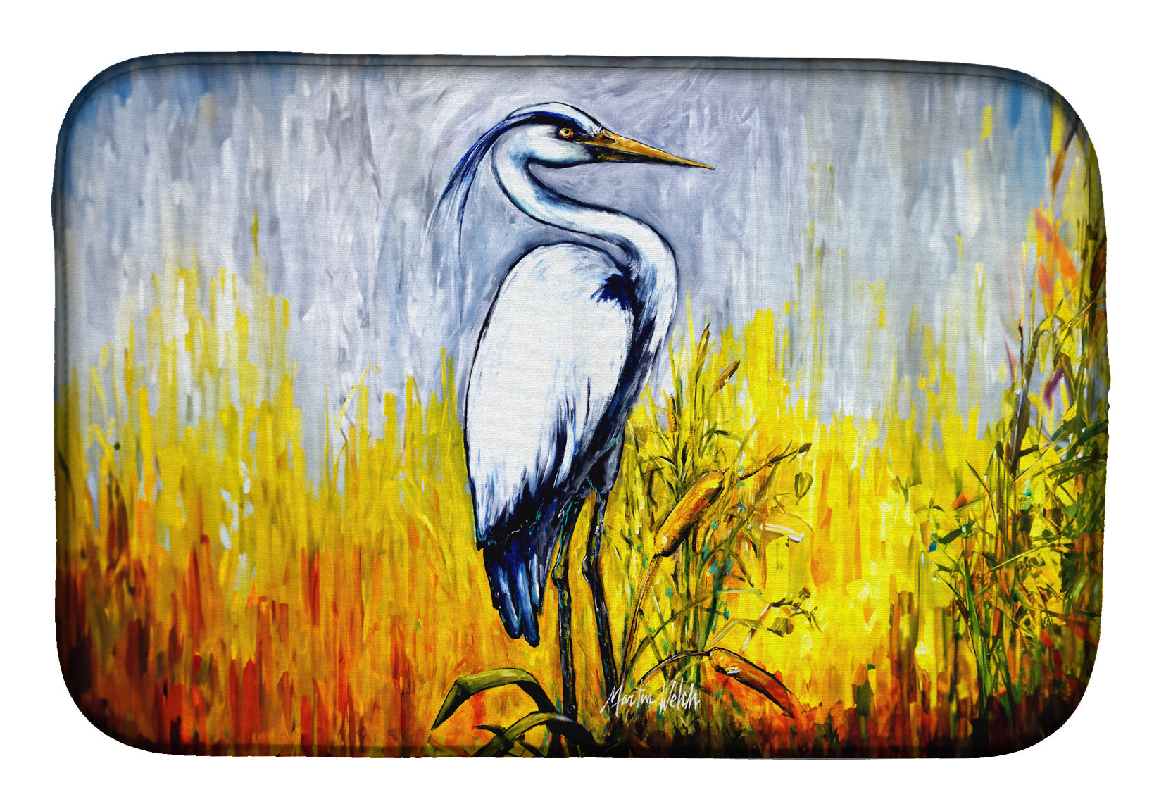 Cattin Around Heron Dish Drying Mat Absorbent Dish Drying Mat Pad for Kitchen Counter Dish Drainer Mat for Countertop, 14 x 21", Multicolor