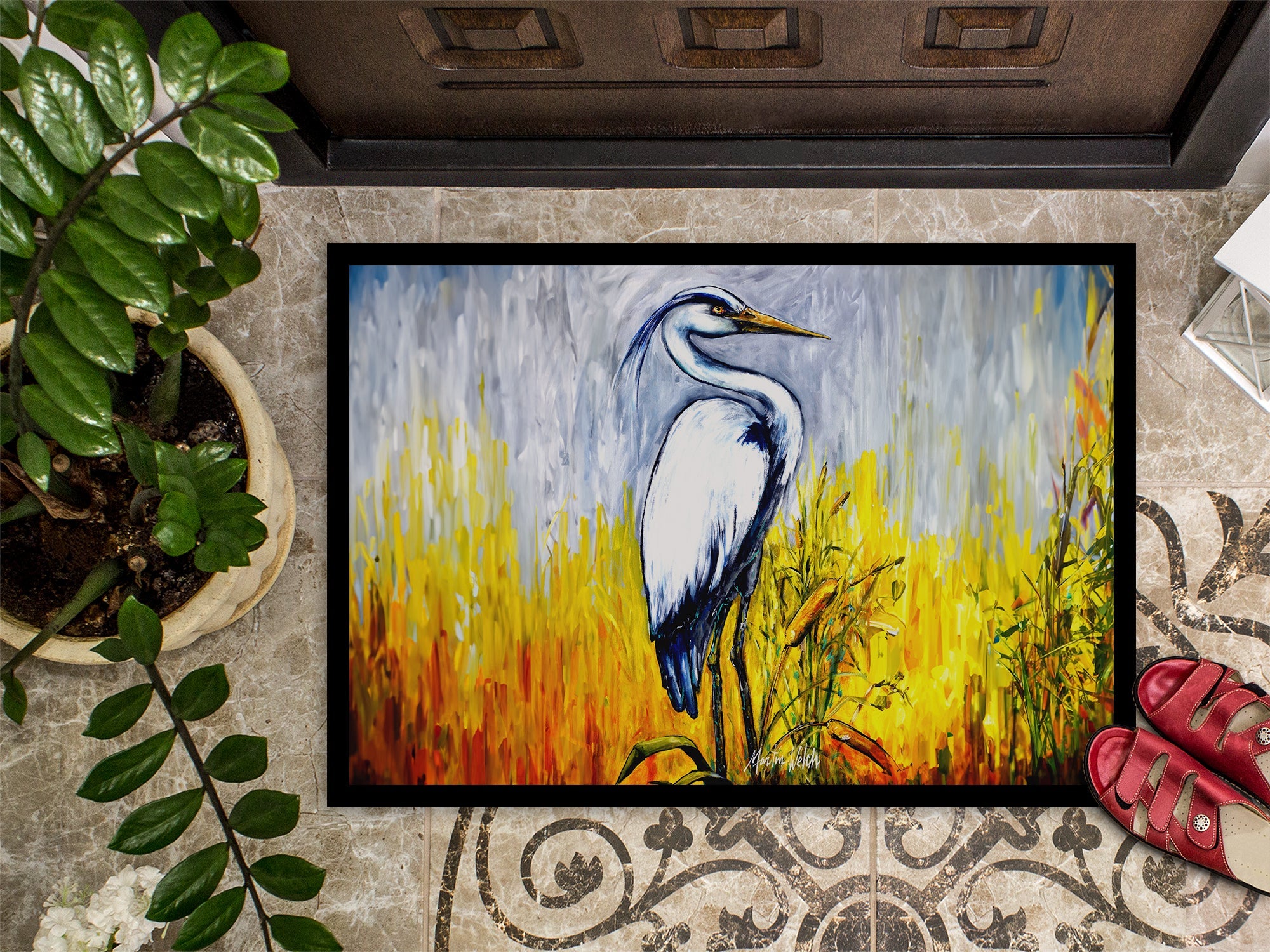Cattin Around Heron Doormat Indoor Outdoor 18H X 27W Front Door Mat Rugs for Entryway, Non Slip Washable