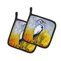Cattin Around Heron Pot Holder Set of 2 Heat Resistant Quilted Hot Pads 7.5 x 7.5 Inch, Insulated Kitchen Trivets for Cooking & Baking