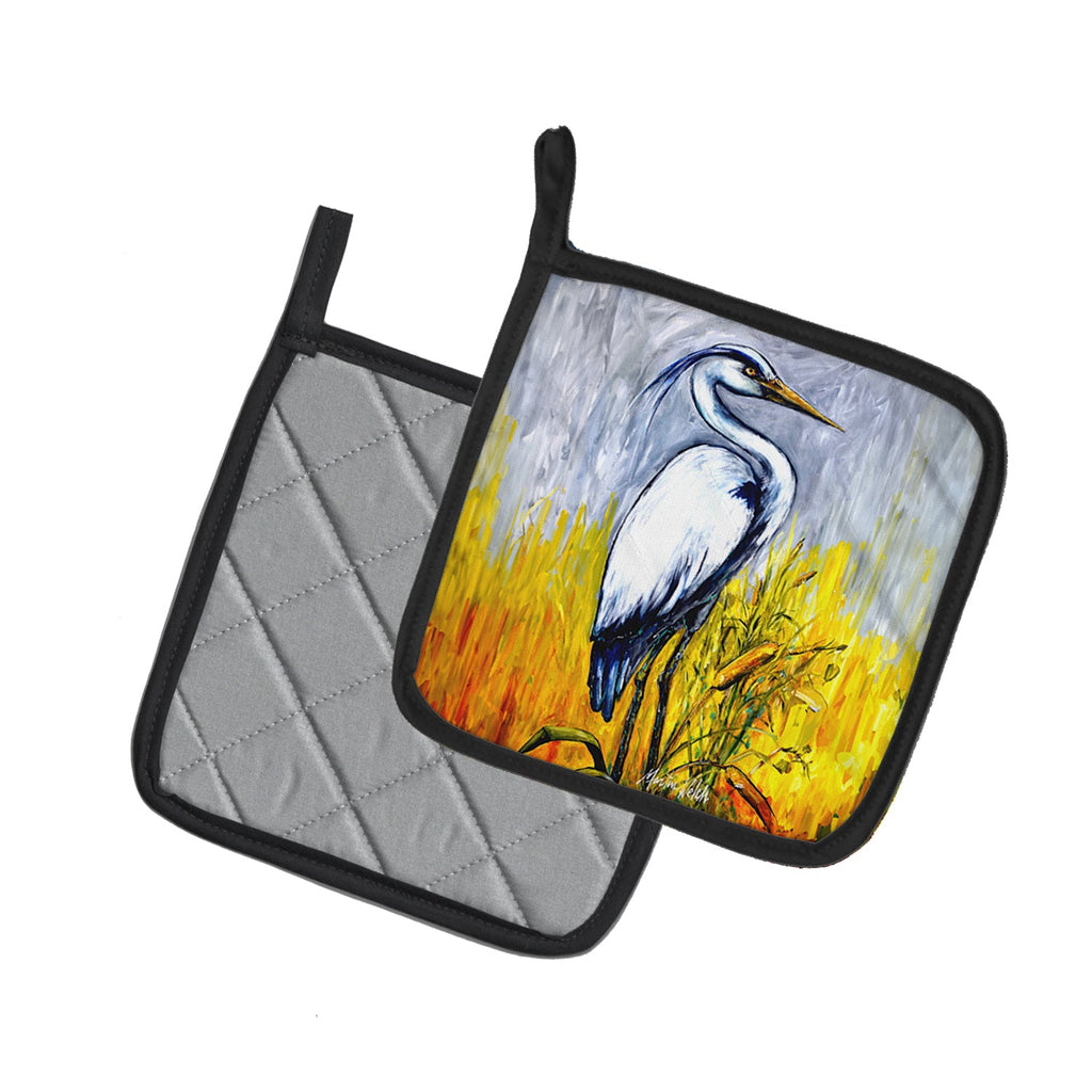 Cattin Around Heron Pot Holder Set of 2 Heat Resistant Quilted Hot Pads 7.5 x 7.5 Inch, Insulated Kitchen Trivets for Cooking & Baking