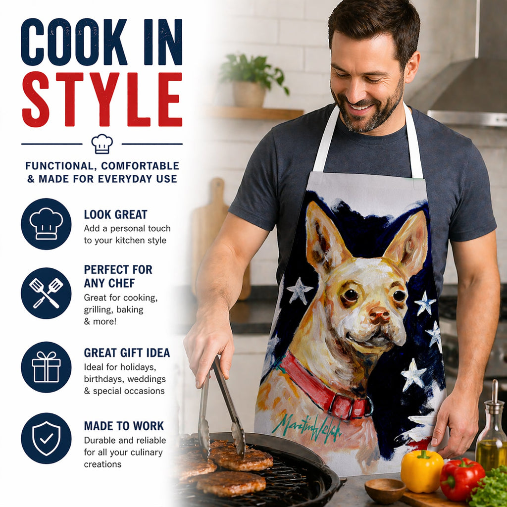 Chevy Boston Terrier Apron Cooking Kitchen Server Baking Crafts Gardening for Adult Women Men, Unisex, Large, Multicolor