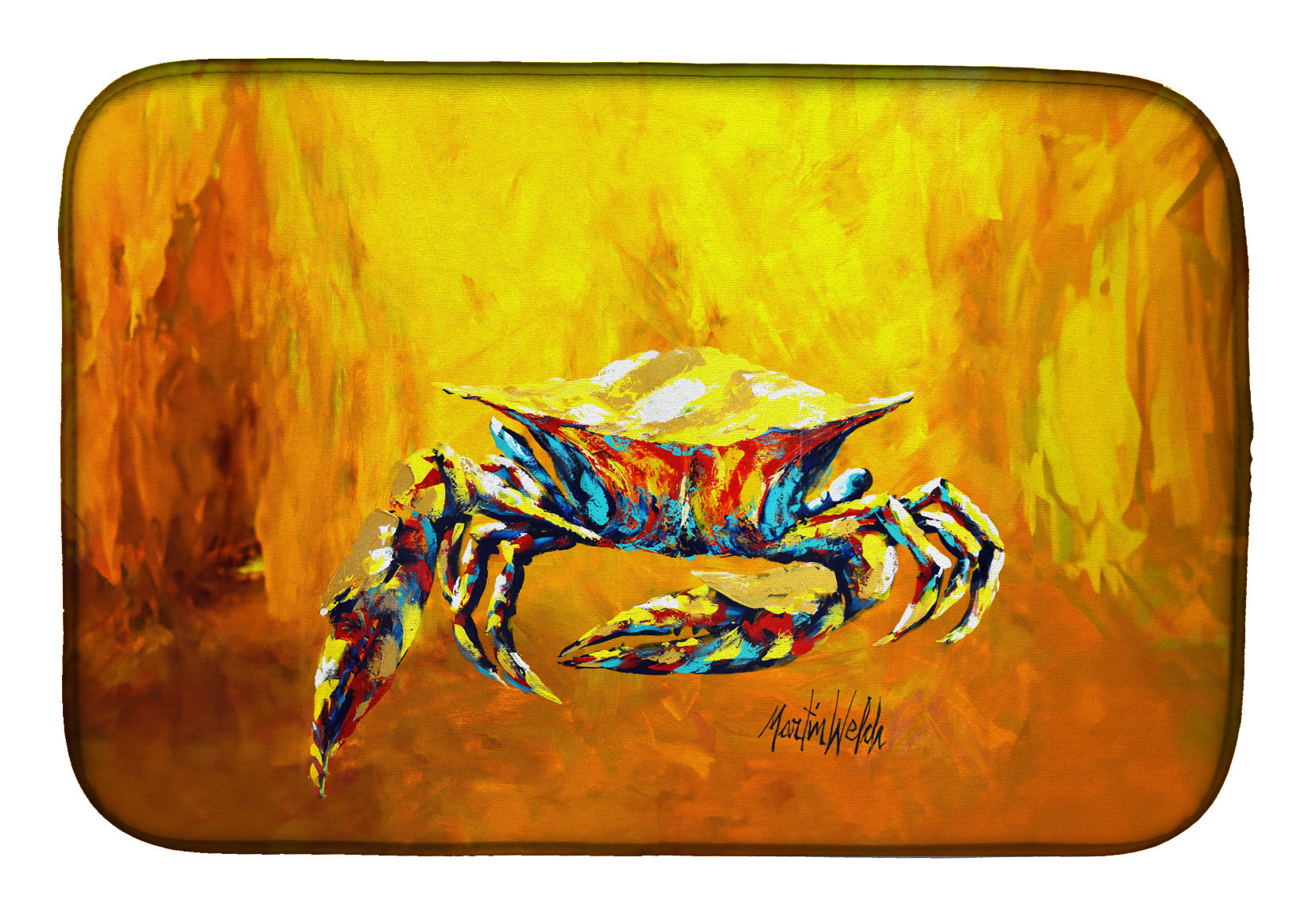 Crab Called the Bigger Jigger Dish Drying Mat Absorbent Dish Drying Mat Pad for Kitchen Counter Dish Drainer Mat for Countertop, 14 x 21", Multicolor
